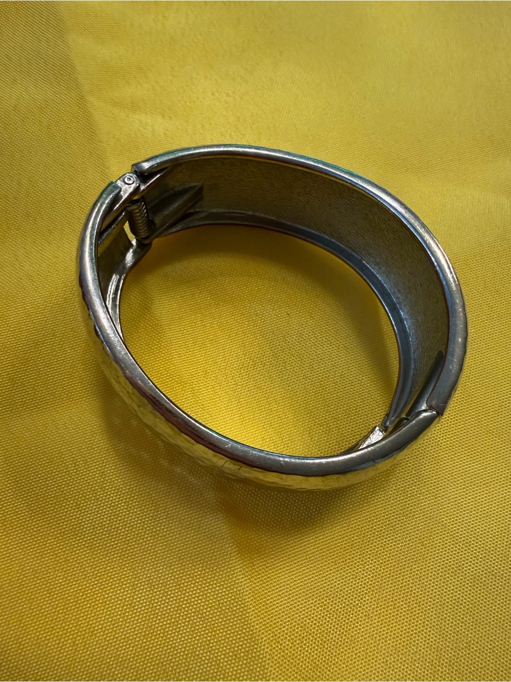 Park Lane Silver Hammered Wide Hinged Bracelet - Picture 2 of 3